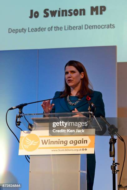 Liberal Democrat Deputy Leader Jo Swinson MP during the Scottish Liberal Democrats' autumn conference on November 11, 2017 in Dunfermline, Scotland.