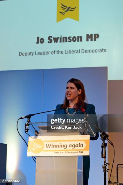 Liberal Democrat Deputy Leader Jo Swinson MP during the Scottish Liberal Democrats' autumn conference on November 11, 2017 in Dunfermline, Scotland.