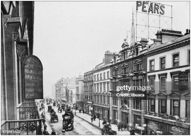 antique photograph of london: new oxford street - oxford street stock illustrations