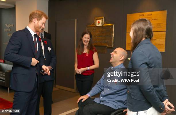 Prince Harry meets with people nominated by the RFU ahead of the Rugby Union International match between England and Argentina at Twickenham Stadium...