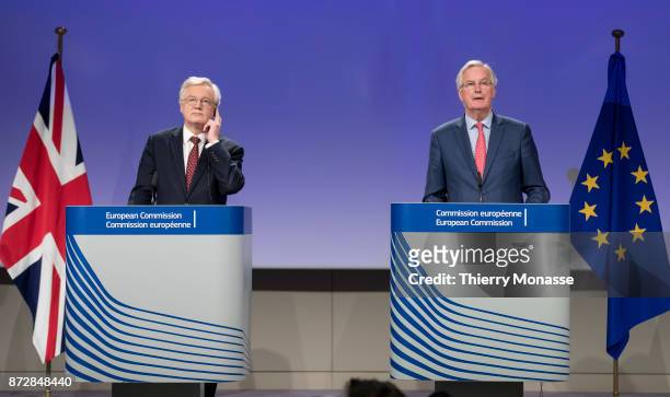 November 10, 2017: British Secretary of State for Exiting the European Union David Davis and the European Chief Negotiator for the United Kingdom...