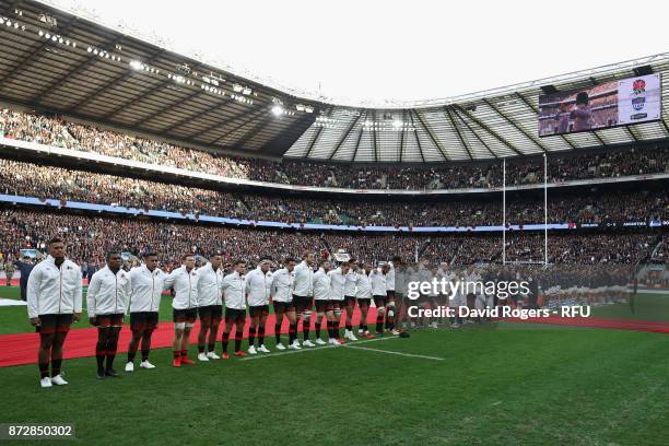 General view inside the stadium as players, officals and fans take part in a minute of silence for remembrance day prior to the Old Mutual Wealth...