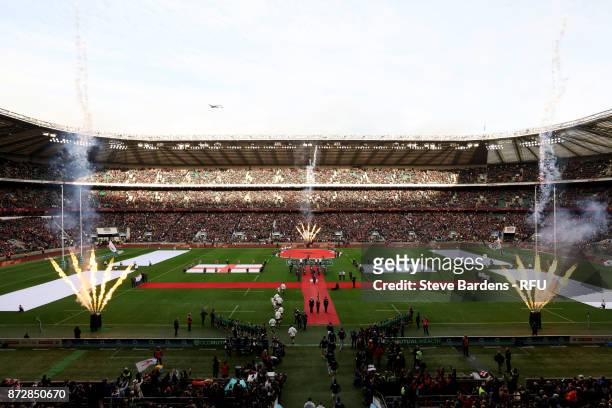 General view inside the stadium as the teams walk out prior to the Old Mutual Wealth Series match between England and Argentina at Twickenham Stadium...