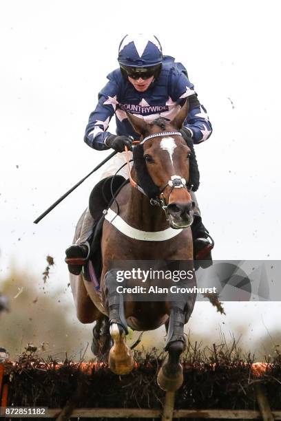 Tom O'Brien riding London Prize clear the last to win The Unibet Elite Hurdle Race at Wincanton racecourse on November 11, 2017 in Wincanton, United...