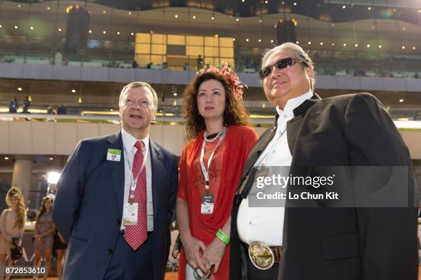 Of The Hong Kong Jockey Club, Mr Winfried Engelbrecht-Bresges, Sammo Hung Kam Po and his wife Joyce Mina Godenzi attend the Dubai World Cup race day...