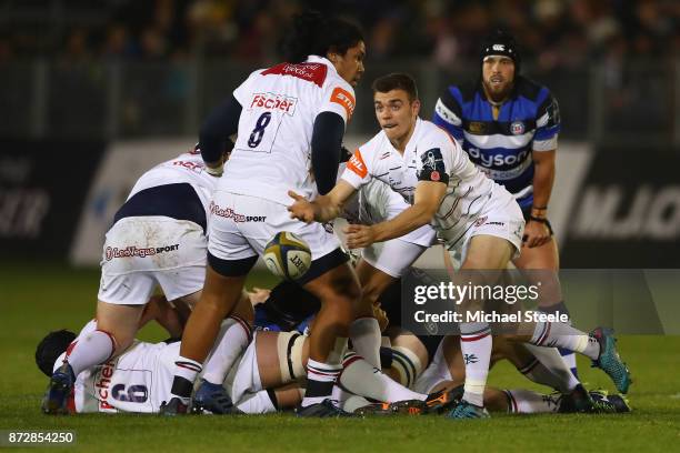 Ben White of Leicester during the Anglo-Welsh Cup Round 2 match between Bath Rugby and Leicester Tigers at the Recreation Ground on November 10, 2017...