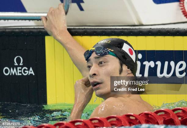 Ryosuke Irie of Japan competes in the Men's 200m Backstroke final on day two of the FINA swimming world cup 2017 at Water Cube on November 11, 2017...