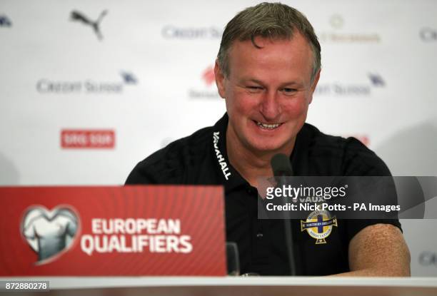 Northern Ireland manager Michael O'Neill during the press conference at St Jakob Park, Basel.