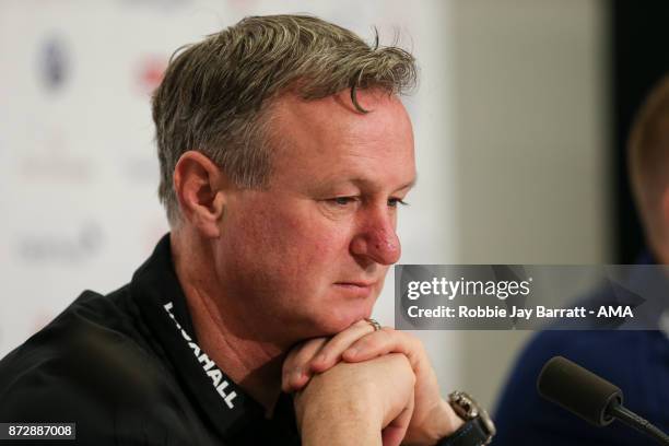 Michael ONeill head coach / manager of Northern Ireland during a press conference prior to the training session prior to the FIFA 2018 World Cup...