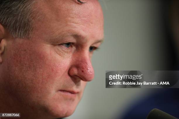 Michael ONeill head coach / manager of Northern Ireland during a press conference prior to the training session prior to the FIFA 2018 World Cup...