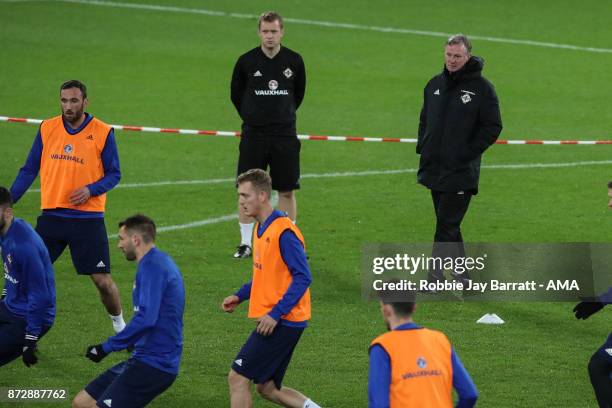 Michael ONeill head coach / manager of Northern Ireland looks on during a training session prior to the FIFA 2018 World Cup Qualifier Play-Off:...