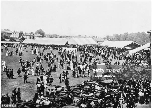 antique photograph of london: cricket's ground - england cricket stock illustrations