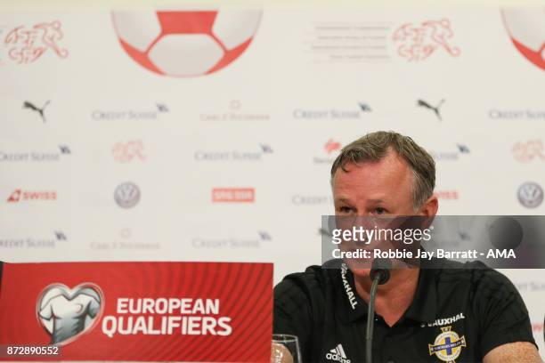 Michael ONeill head coach / manager of Northern Ireland during a press conference prior to the training session prior to the FIFA 2018 World Cup...