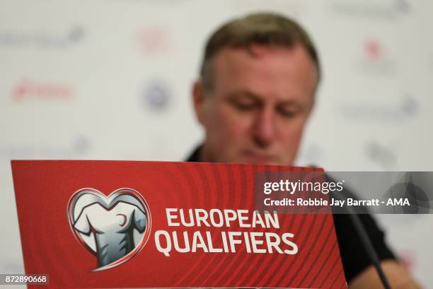 Michael ONeill head coach / manager of Northern Ireland during a press conference prior to the training session prior to the FIFA 2018 World Cup...