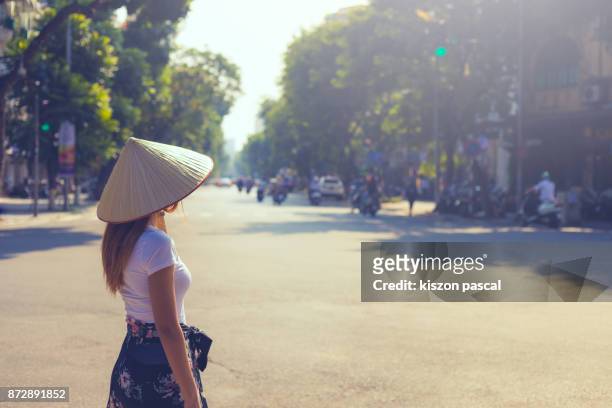 young asian women visiting hanoi in north vietnam , asia - hot vietnamese women stock pictures, royalty-free photos & images