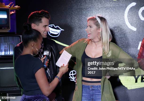 Tinea Taylor interviews Mike Tompkins and Andie Case during the MTV EMAs 2017 Breaks Sessions on November 11, 2017 in London, England.