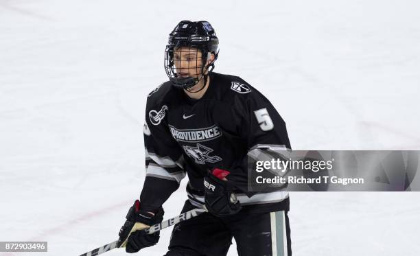 Tommy Davis of the Providence College Friars skates against the Massachusetts Minutemen during NCAA hockey at the Mullins Center on November 9, 2017...