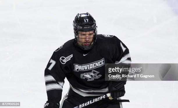 Shane Kavanagh of the Providence College Friars skates against the Massachusetts Minutemen during NCAA hockey at the Mullins Center on November 9,...