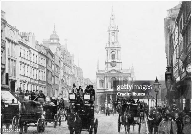 antique photograph of london: strand - the strand london stock illustrations