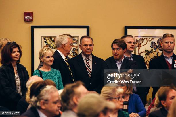 Republican candidate for U.S. Senate Judge Roy Moore appears at a mid-Alabama Republican Club's Veterans Day event on November 11, 2017 in Vestavia...