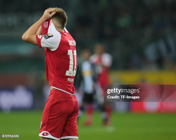 Alexandru Maxim of FSV Mainz 05 looks dejected during the Bundesliga match between Borussia Moenchengladbach and 1. FSV Mainz 05 at Borussia-Park on...