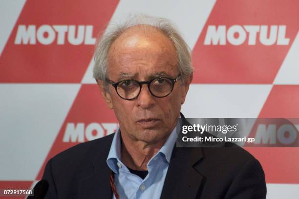 Vito Ippolito of Venezuela and FIM president looks on during the press conference for the "Presentation of the Specialized Technical Centre for Motor...