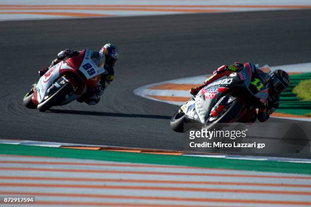 Sandro Cortese of Germany and Dynavolt Intact GP leads the field during the qualifying practice during the Comunitat Valenciana Grand Prix - Moto GP...