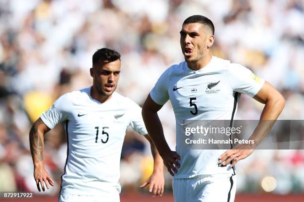Michael Boxall of the All Whites looks on during the 2018 FIFA World Cup Qualifier match between the New Zealand All Whites and Peru at Westpac...