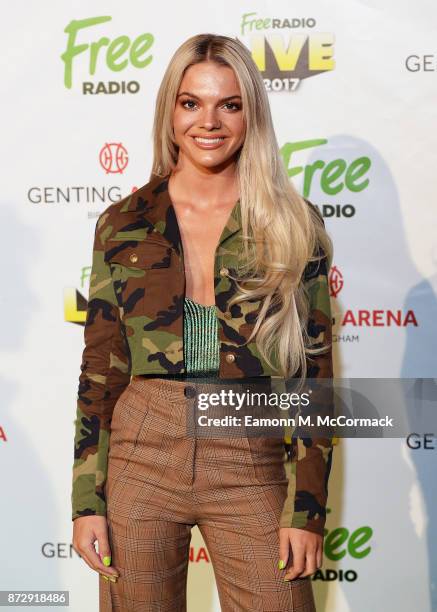 Louisa Johnson poses before performing during Free Radio Live held at Genting Arena on November 11, 2017 in Birmingham, England.