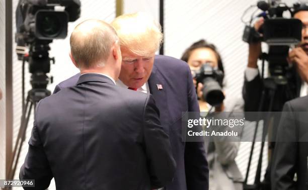 Russia's President Vladimir Putin and US President Donald Trump are seen during a meeting of world leaders on the closing day of the 25th APEC...