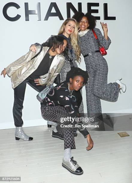 Model Alliah Mourad, Kabrina Adams, Dede Lovelace, Crystal Moselle attend the launch of The Coco Club celebrated by CHANEL at The Wing Soho on...