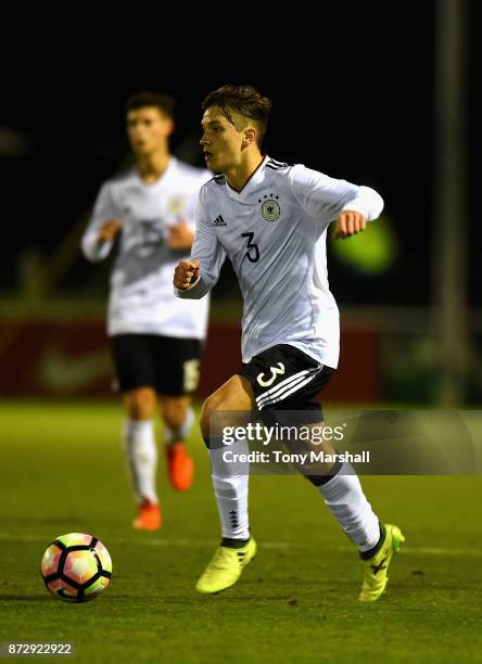 Noah Katterbach of Germany during the International Match between Germany U17 and Portugal U17 at St Georges Park on November 11, 2017 in...