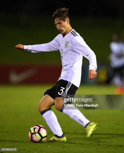 Noah Katterbach of Germany during the International Match between Germany U17 and Portugal U17 at St Georges Park on November 11, 2017 in...