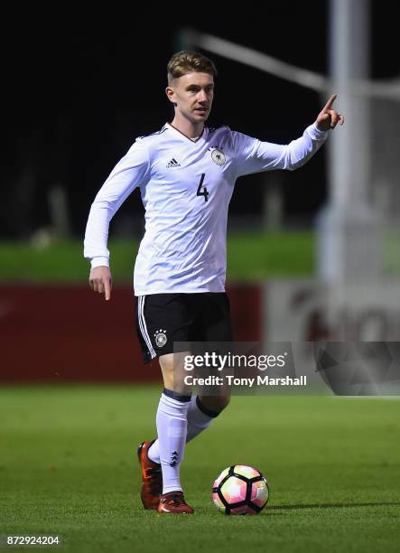 Niclas Knoop of Germany during the International Match between Germany U17 and Portugal U17 at St Georges Park on November 11, 2017 in...