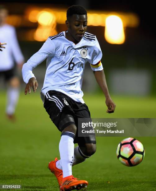 Matondo-Merveille Papela of Germany during the International Match between Germany U17 and Portugal U17 at St Georges Park on November 11, 2017 in...