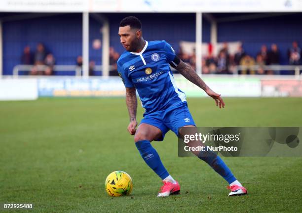 Jermaine Pennant of Billericay Town during FA Trophy 2nd Qualifying match between Billericay Town against Bury Town at New Lodge Ground, Billericay...