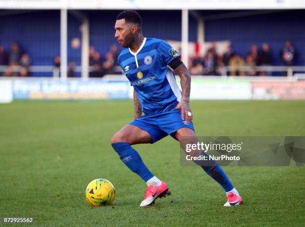 Jermaine Pennant of Billericay Town during FA Trophy 2nd Qualifying match between Billericay Town against Bury Town at New Lodge Ground, Billericay...