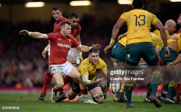 Wallabies player Sean McMahon in action during the International Match between Wales and Australia at Principality Stadium on November 11, 2017 in...
