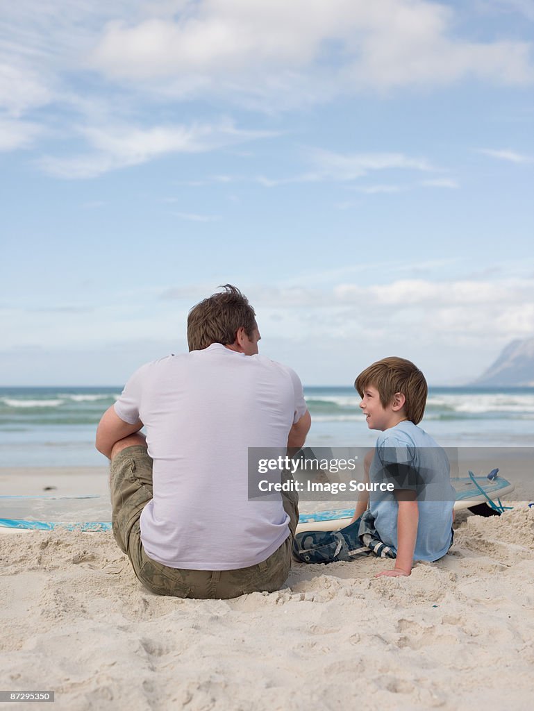 Father and son at the beach