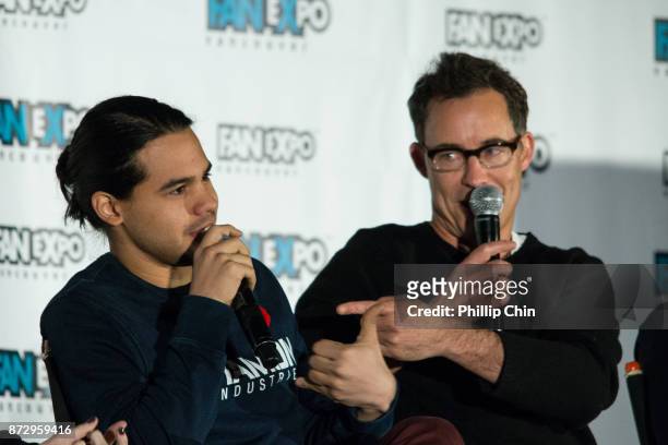 Actors Carlos Valdes and Tom Cavanagh attend 'The Flash" Q&A at Fan Expo Vancouver in the Vancouver Convention Centre on November 11, 2017 in...