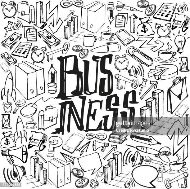 business doodle - push pin vector stock illustrations