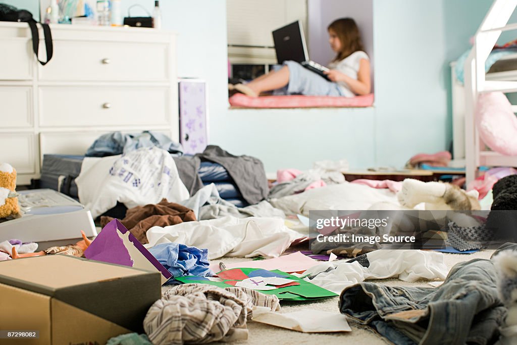 A girl using a laptop