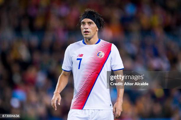 Cristian Bolanos of Costa Rica reacts during the international friendly match between Spain and Costa Rica at La Rosaleda Stadium on November 11,...
