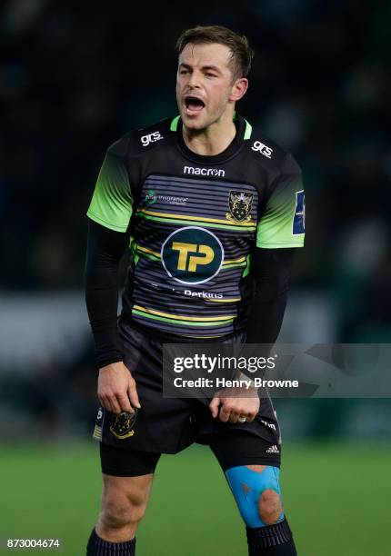 Stephen Myler of Northampton Saints during the Anglo-Welsh Cup match between Northampton Saints and Dragons at Franklin's Gardens on November 11,...