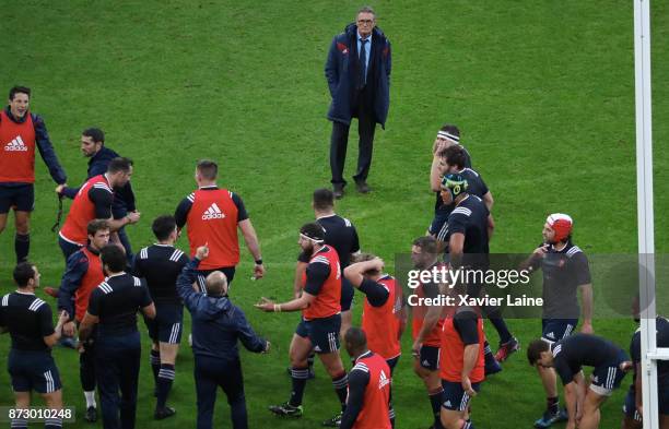 Head coach Guy Noves of France reacts during the International Match between France and New Zealand at Stade de France on November 11, 2017 in Paris,...