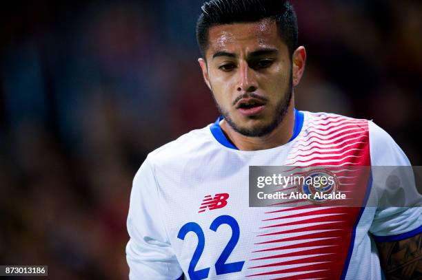 Ronald Matarrita of Costa Rica reacts during the international friendly match between Spain and Costa Rica at La Rosaleda Stadium on November 11,...