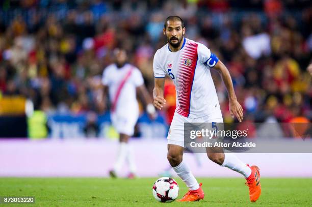 Celso Borges of Costa Rica controls the ball during the international friendly match between Spain and Costa Rica at La Rosaleda Stadium on November...