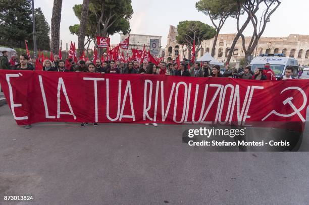 Demonstration of the Communist Party on the occasion of the centenary of the Soviet revolution on November 11, 2017 in Rome, Italy.