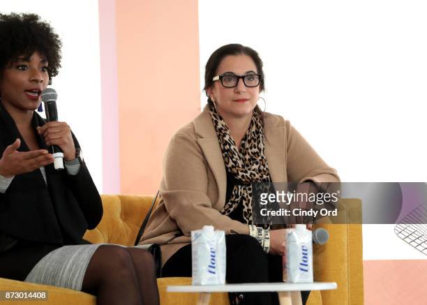 SiriusXM Director of Progressive Programming Zerlina Maxwell and Crisis Text Line CEO Nancy Lublin speak onstage at Girlboss Rally Hosted By Sophia...