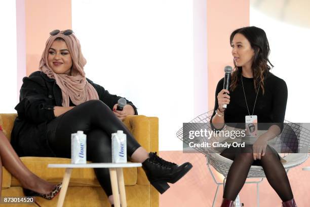 Muslim Girl Founder Amani Al-Khatahtbeh and Girlboss Editor Deena Drewis speak onstage at Girlboss Rally Hosted By Sophia Amoruso's Girlboss on...